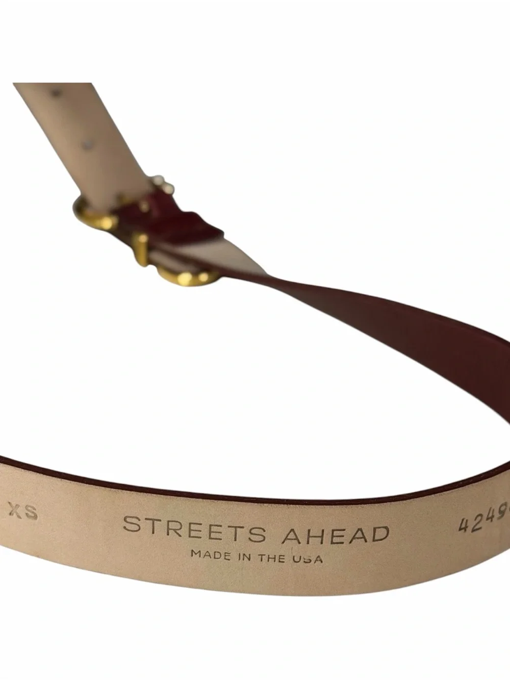 Streets Ahead Women's Brown Leather Belt with Gold Buckle Made In Italy Italian